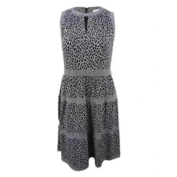 Michael Kors Women's Black & White Poly/Spandex Animal Print Design Sleeveless D - Picture 1 of 10